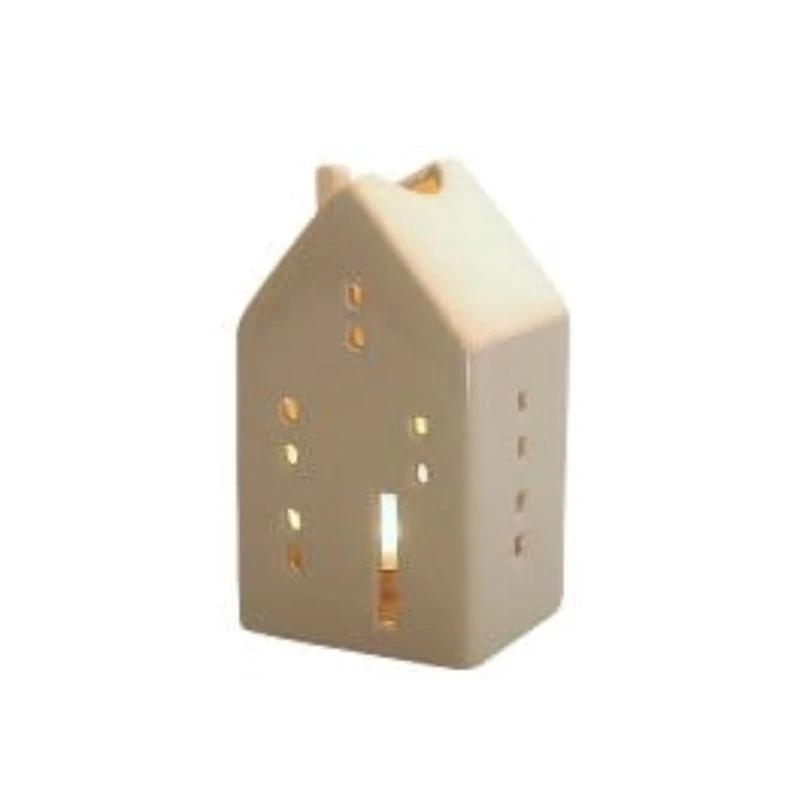 Theelichthouder Huis Beige - Steen - 7,4x6,3x13 cm - Werner Voss by MoodCompanyNL