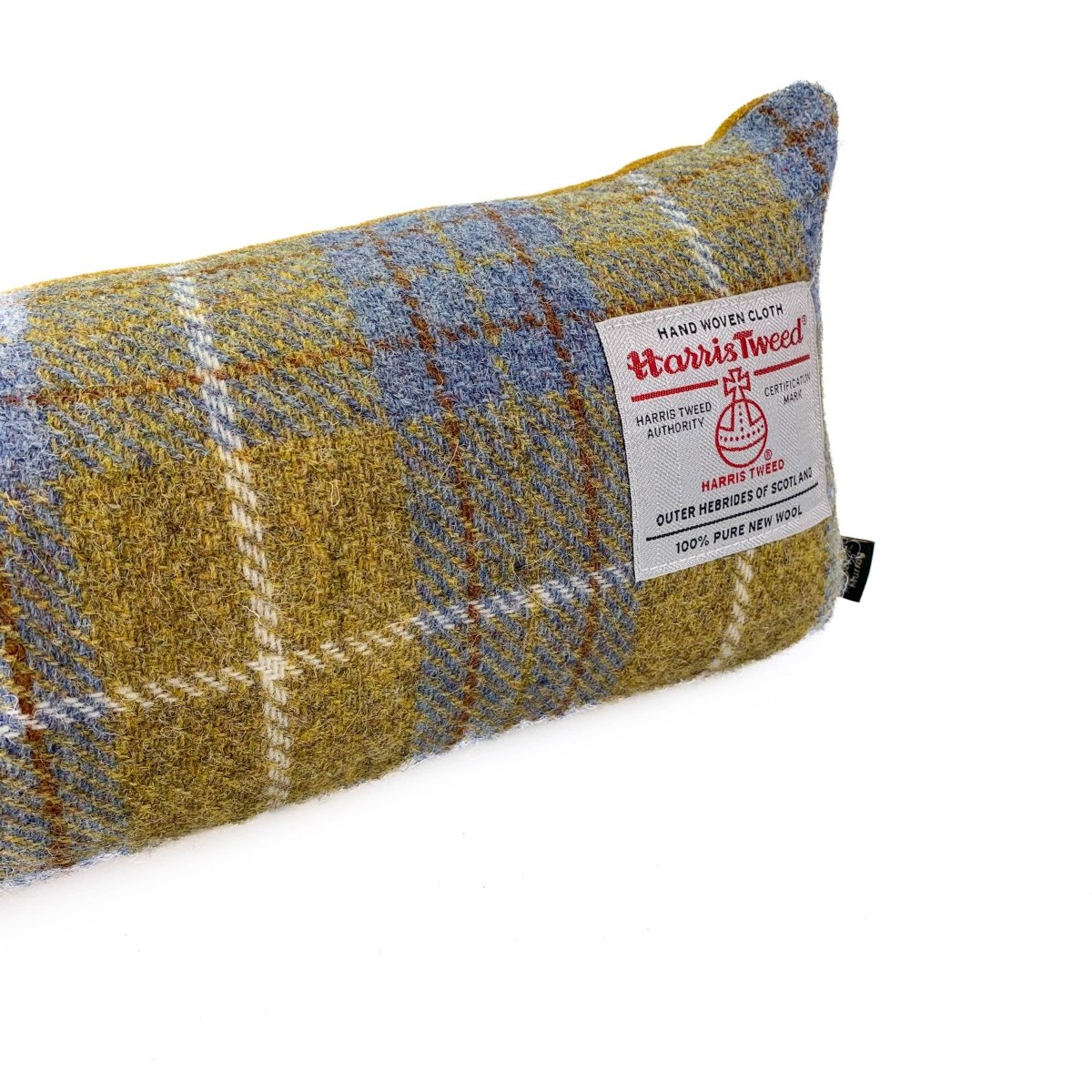 MoodCompanyNL - Tochtstopper Mosterdgeel Blauw - Harris Tweed - Verzwaard - 95 - 100 cm - Handgemaakt in Schotland - Caroline Wolfe Murray - 6095632538551