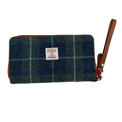MoodCompanyNL - Travel Wallet Blauw Tartan & Leer | 12 Pasjes & Ritsvak | Das Impex - 5056703020871