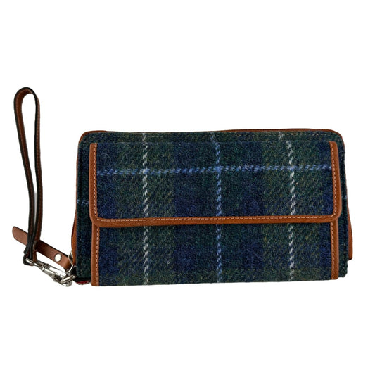 MoodCompanyNL - Travel Wallet Blauw Tartan & Leer | 12 Pasjes & Ritsvak | Das Impex - 5056703020871
