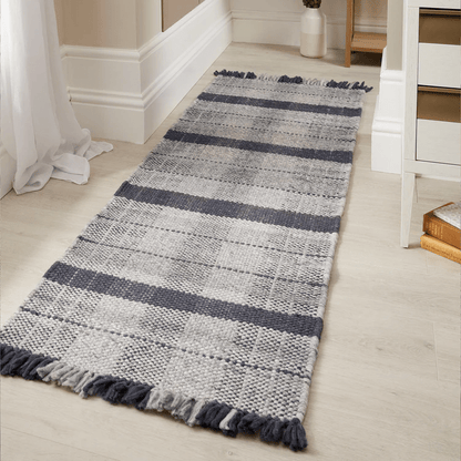 Mood Company - Vloerkleed Origins Highland Check Marineblauw - Gerecycled Polyester - 80x150 - Phoenox Textiles UK - 5026134517462
