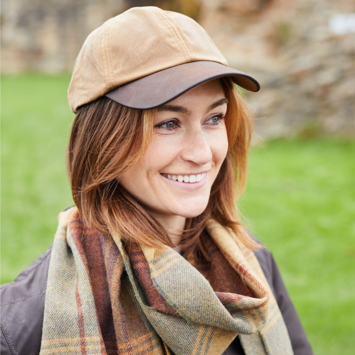 Mood Company - Wax Baseball Cap Sand – Waxed Cotton Pet met Leren Klep (Made in UK) - 