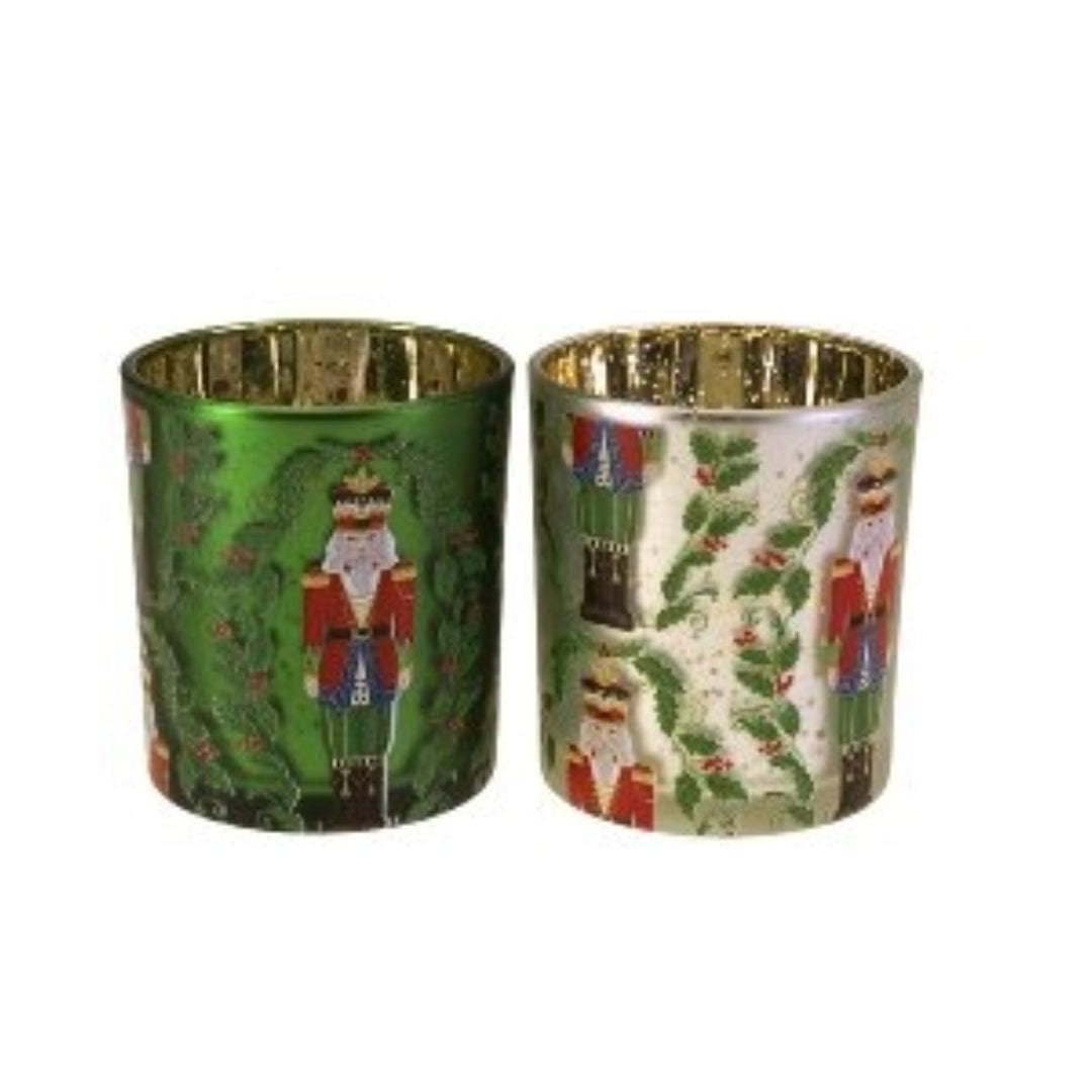 MoodCompanyNL - Windlicht notenkraker - glas wit/groen - set van 2 - 9x10cm - Werner Voss - 4030673549816