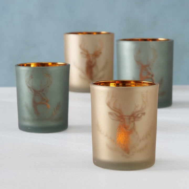 MoodCompanyNL - Windlicht Rudolf groen of goud - set van 2 - Boltze - 4020607903463
